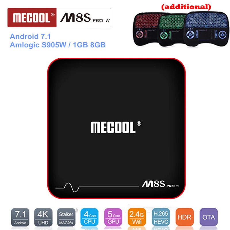 

Mecool M8S PRO W Android 7.1 Smart TV Box Amlogic S905W Quad core 1/8GB Rom 4K H.265 HD 2.4G WiFi 100LAN android tv set top box