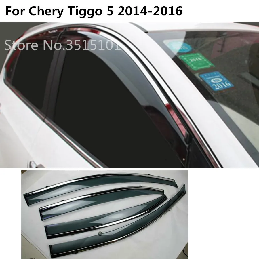 

Car cover Stick styling plastic Window glass Wind Visor Rain/Sun Guard Vent 4pcs For Chery Tiggo 5 2014 2015 2016