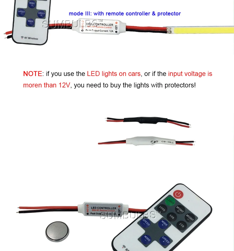 dc 12v 10w 20w 60cm 40cm 30cm 20cm cob led strip car light (8)