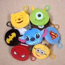 Горячая Распродажа мультяшный Человек-паук/Бэтмен/медведь детская плюшевая Сумочка для монет кошелек на молнии кошелек для девочек и женщин подарок с брелоком