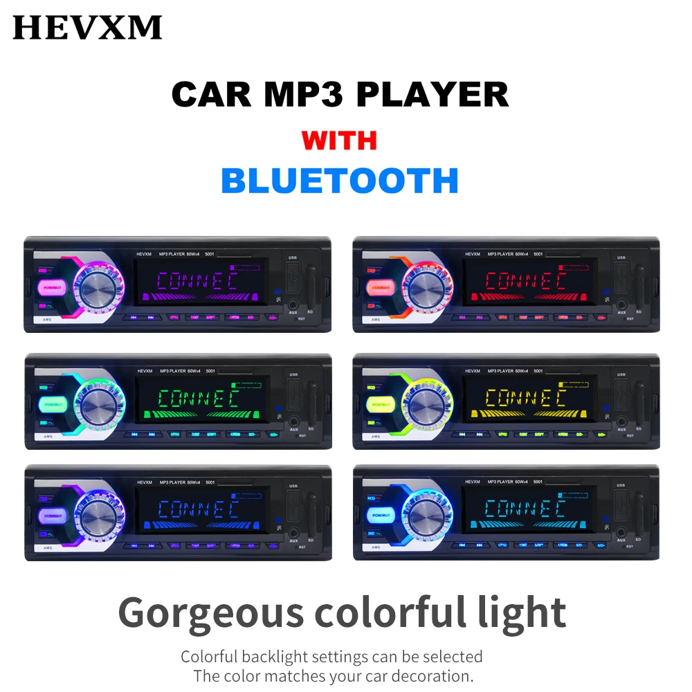

Car Radio With Stereo MP3 Player Bluetooth Phone AUX-IN MP3 FM/USB/1 Din/remote control 12V Gorgeous Colourful Lights Car Audio