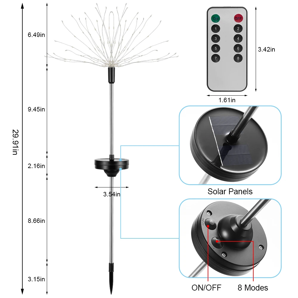 2 упаковки, разноцветный светодиодный светильник на солнечных батареях, Звездный взрыв, фейерверк, садовое растение, лампа для газона, сказочный светильник