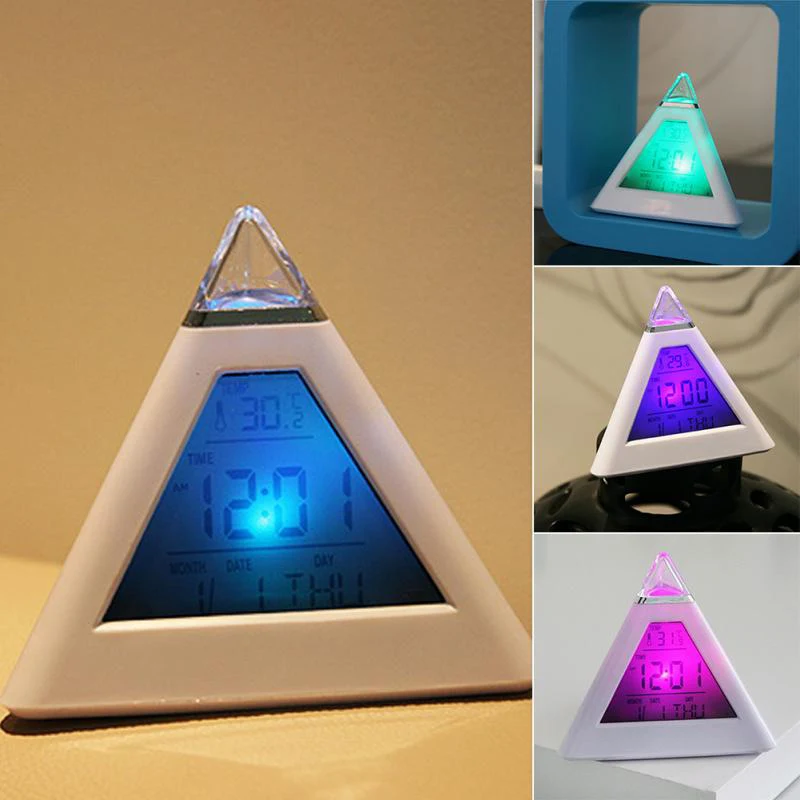 

'The Best' LED Digital Clock Pyramid Shape Change Color Temperature Date Time Display For Home 889