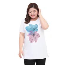 Г. летние женские длинный абзац Большие размеры женская футболка с короткими рукавами большие размеры с модным принтом свободная футболка