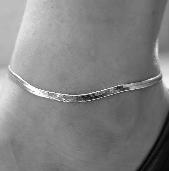 New Shape Silver Gold Snake Chain Anklet Bracelet 2015 Women Simple Delicate Foot Chain Summer Beach