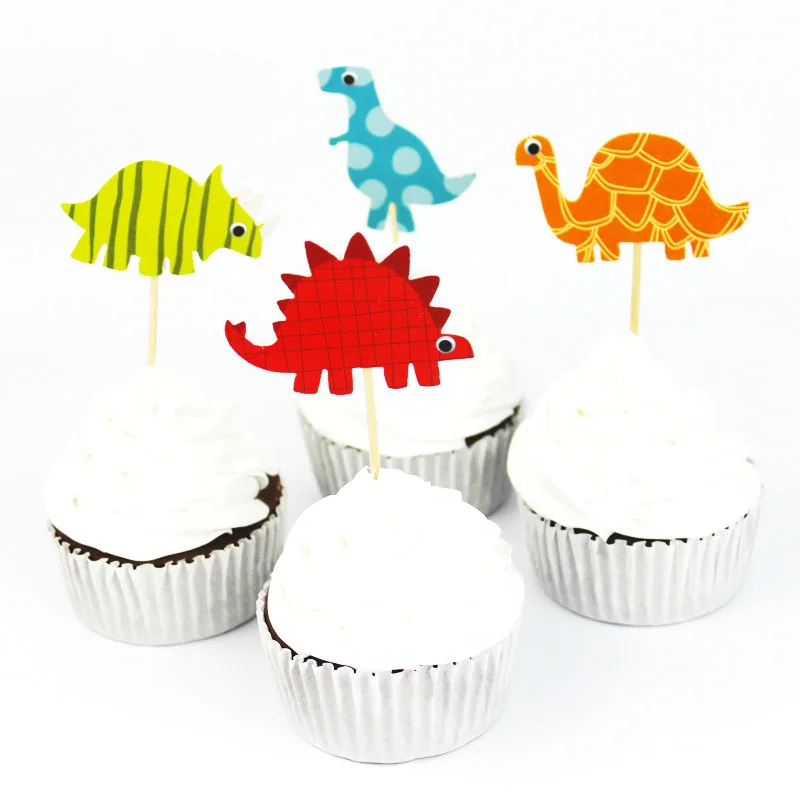 24 шт динозавр юркского периода торт ботворезы выбирает десерт, капкейк Топпер для беби Шауэр детский День рождения товары для украшения