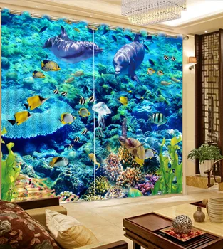 

ocean curtains Luxury Blackout 3D Window Curtains For Living Room Bedroom Drapes cortinas Rideaux Customized size Cushions cover