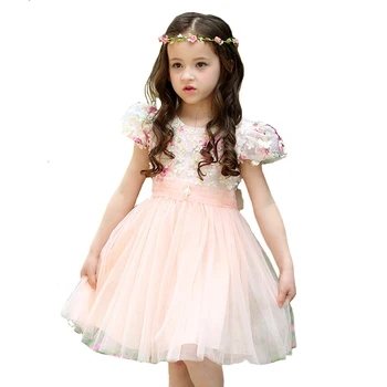 

Floral Baby Girls Dress Infant Lace Children Puff Sleeve Princess Ball Gown Party Clothing High Quality for 4y-12y