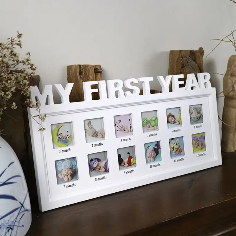 Baby Memorial Growing Picture Frame 1-12 Month Baby Photo Frame Display Kids Birthday Gifts Home Room Decor Wall Decorations