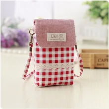 Хлопок плед женщин Организатор кошелек портмоне небольшой Кроссбоди мешок денег Телефон Чехол carteira Bolsa Bolso feminina для девочек