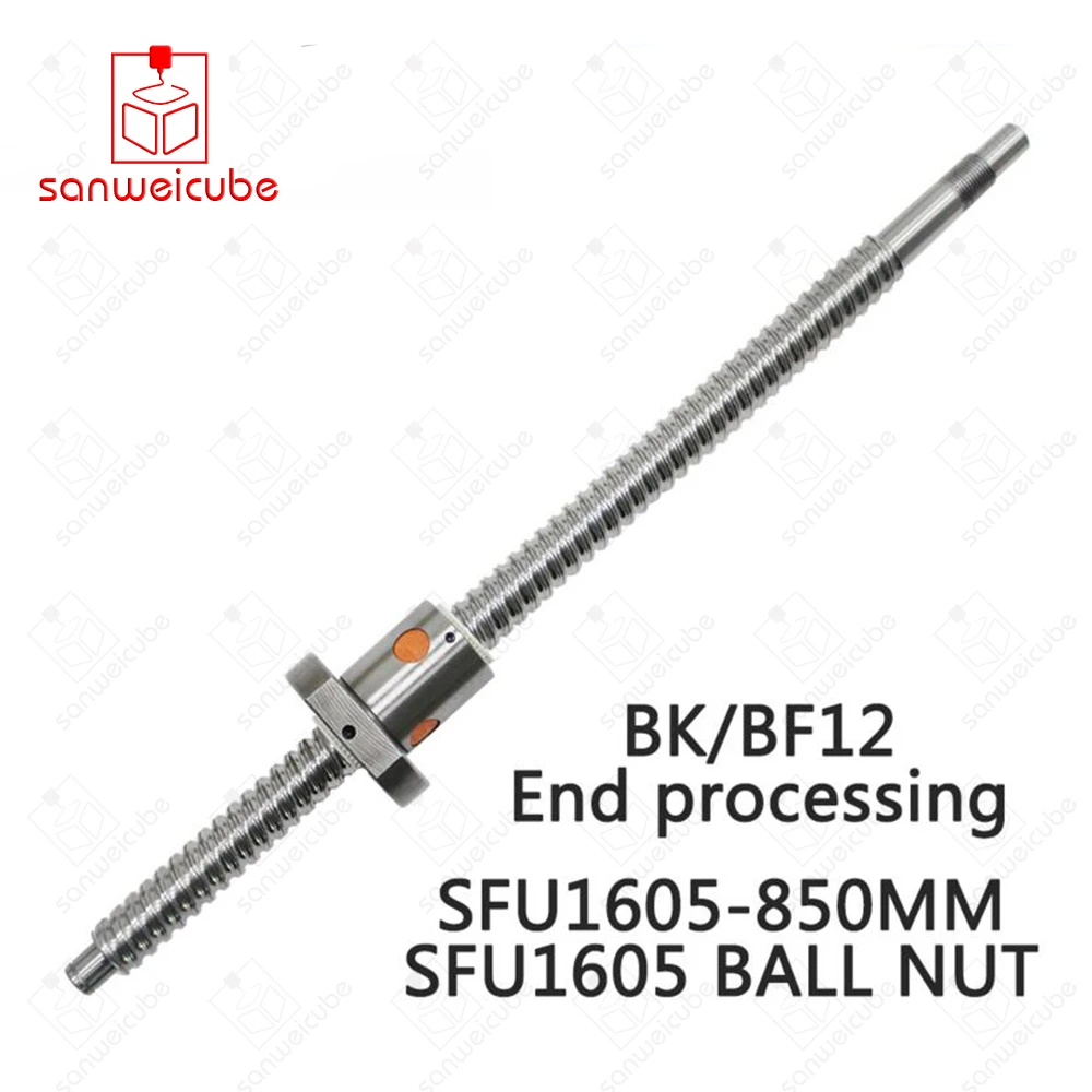 

SFU1605 16mm 1605 Ball Screw Rolled C7 ballscrew SFU1605 850mm with one 1605 flange single ball nut for CNC parts and machine