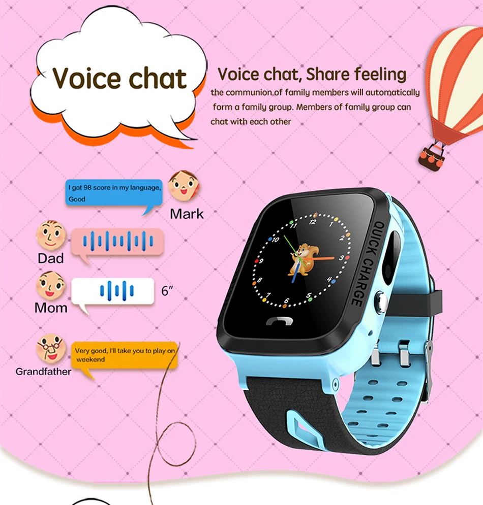 GEJIAN Children's Watch Anti-Lost LBS Positioning Alarm Clock Waterproof Photo Flashlight Lighting Children's Watch Card Phone