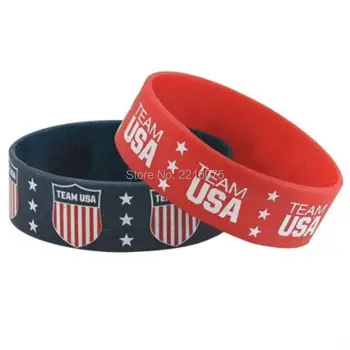 

300pcs one inch Olympics USA Wide silicone wristband rubber bracelets free shipping by DHL express
