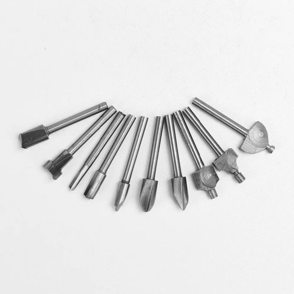 10 pcs 1/8 Shank HSS Woodworking Bits For Edge Engraving Machine