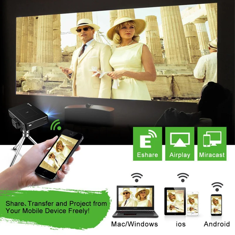 Светодиодный мини проектор AODIN T68 DLP 1 + 32 ГБ портативный HDMI в HD 1080P карманный Pico Android