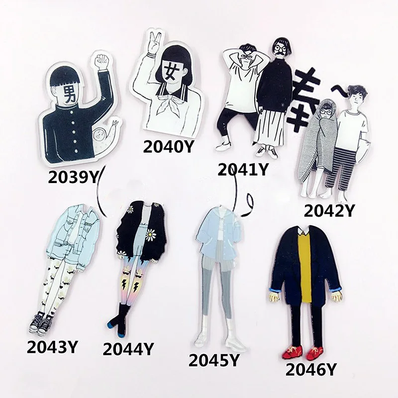

Funny Black And White Style Badges Brooch 8 Models Allergy Free Lovers 1PC Badges Kawaii Acrylic 2018 New Arrival Clothes Icons