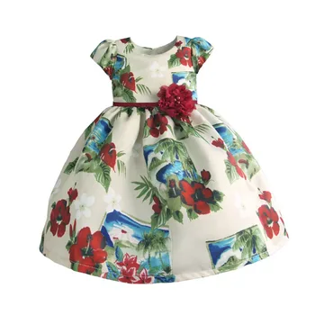 

Baby Girls Red Flowers Dress Kids Dresses For Girls Girl Summer Princess Dress 2019 Kid Party Clothes For 3-8Y