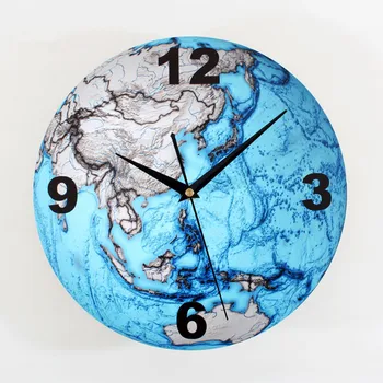 

30cm Beautiful Blue Planet Clock Movement Mute Sweep Seconds Wall Clock Fashion Creative Arts Wall Clocks Office / Living Room