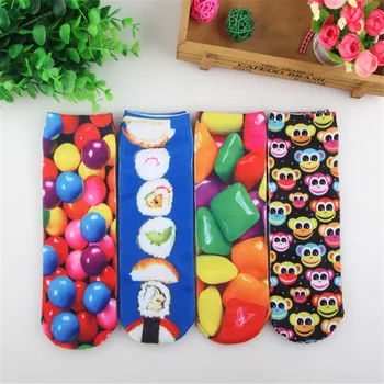 

Women Unisex 3D Printed Socks Casual Rainbow color New Cute Low Cut Ankle Socks