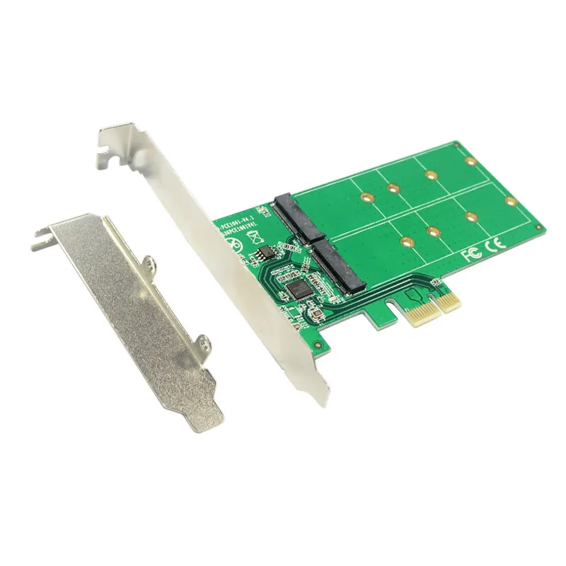 

PCIe to 2 Ports M.2 SSD Adapter PCI express to Dual B+M Key NGFF SATA SSD ASM1061 PCI-e low profile bracket For Samsung 850 EVO