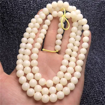 

Wholesale 8-12mm Buddhist 108 Mala Natural Round White Bodhi Root Beaded Bracelet for Male or Female Prayer DIY Beads Jewelry