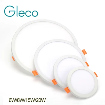 

85-265V Ultra Thin Round LED Panel Light 6W 8W 15W 20W Aluminum Ceiling Recessed Downlight open hole adjustable White 6000-6500K