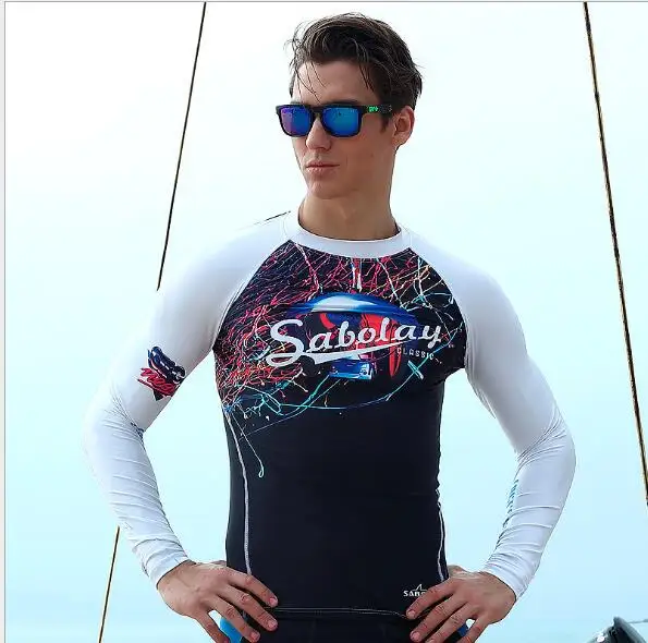 Men Lycra Uv Protection Swim Shirts Surfing Suit Clothes Tops Sleeves Long Sleeve Sun | Спорт и развлечения