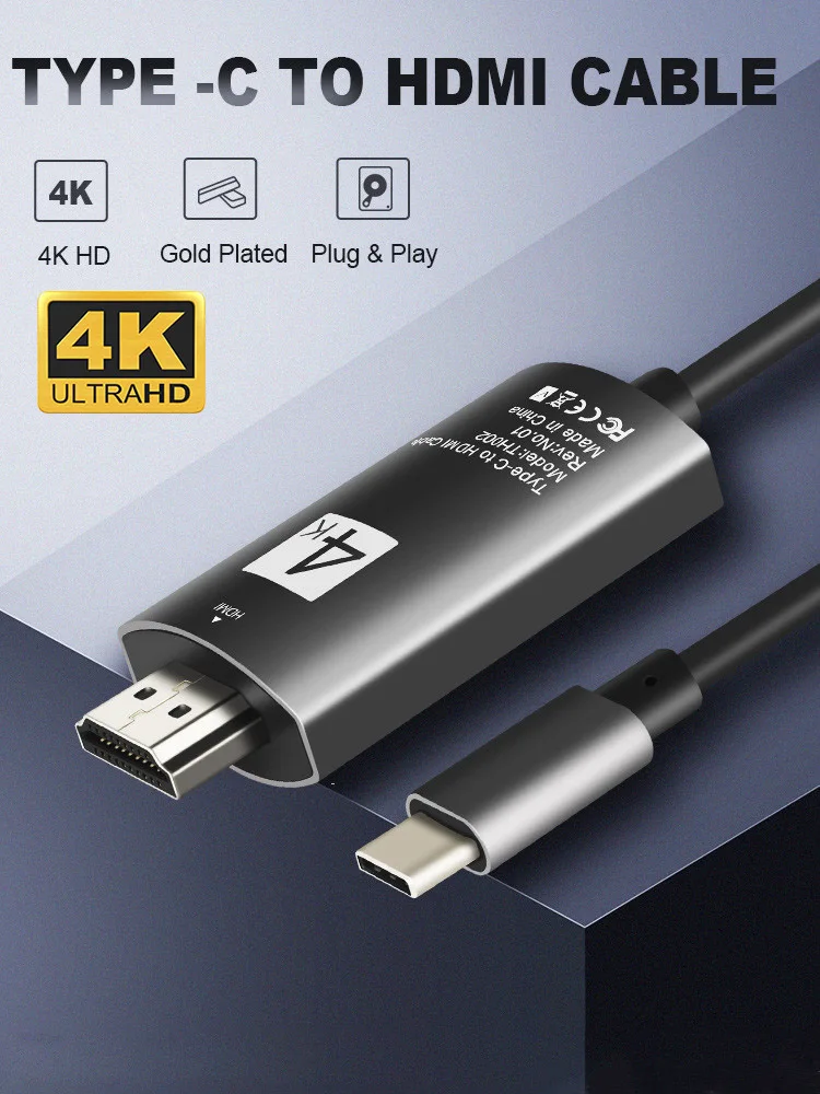 

Type C to HDMI 4K Cable Adapter HDMI Thunderbolt 3 for MacBook pro huawei mate 20 P30 Samsung s9 s10 Phone to TV HDMI Cable