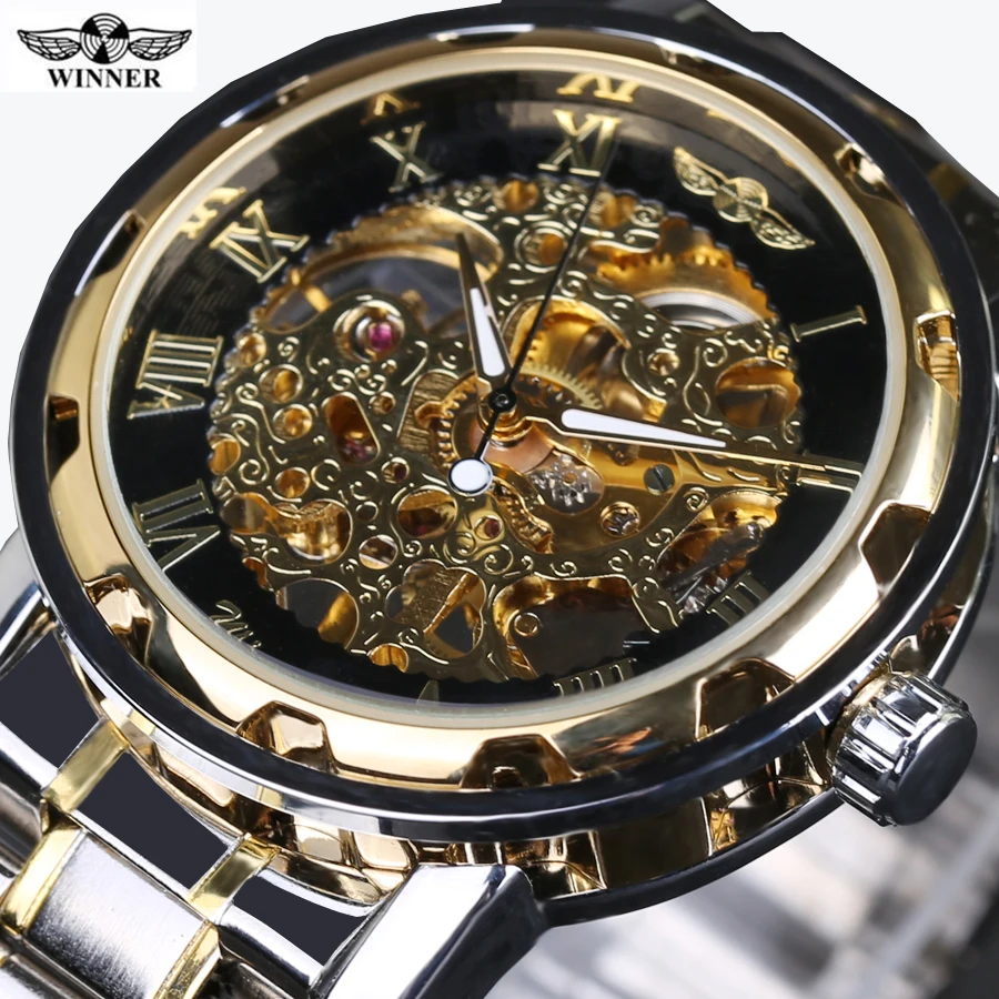 2016 new hot sale skeleton hollow fashion font b mechanical b font hand wind men luxury
