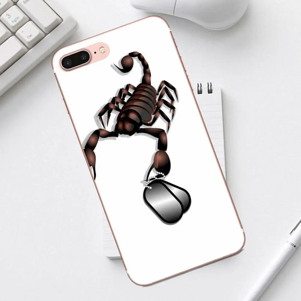 Qdowpz ТПУ чехлы Скорпион мультфильм черная кожа для iPhone X XS Max XR 4 4S 5 5C SE 6 6S 7 8 Plus Galaxy A3