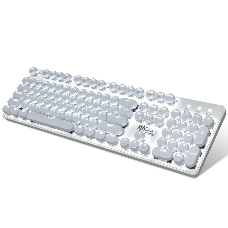 Wired Retro Round Typewriter Keycaps for Gaming Mechanical Keyboard ABS