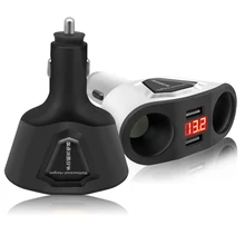 

Digital Display Vehicle Charger 10.3x7.8x3cm 2 USB 1 Drag 2 Vehicle Smoke Device Intelligent Voltage Display Mobile Car Charger
