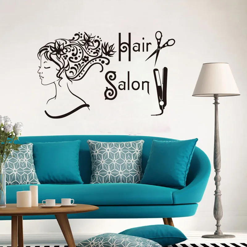 

Hair Salon Wall Decals Vinyl Room Decoration Accessories Removable Wall Art Mural Stickers