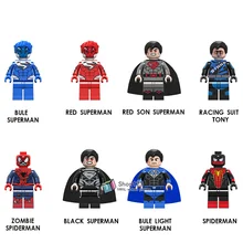 100 шт./лот строительные блоки зомби Человек-паук черный Супермен Marvel DC супер герой строительные блоки Подарочные игрушки для детей