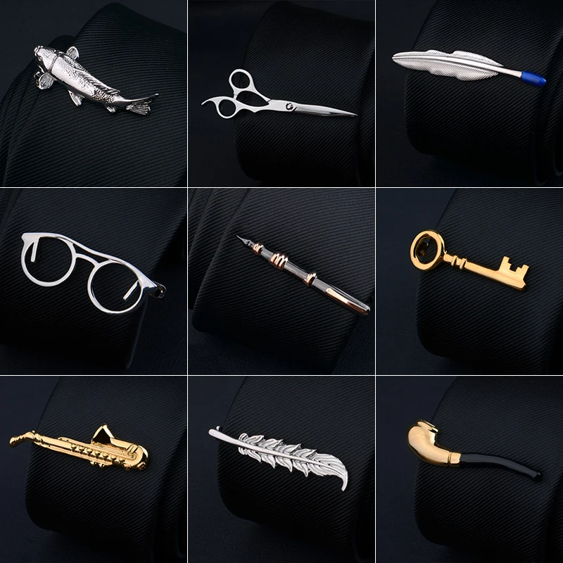 

Men's Metal Necktie Bar Crystal Formal Shirt Wedding Ceremony Gold Tie Clip Men's Party Gifts Fashion Tie Clips 7C0262