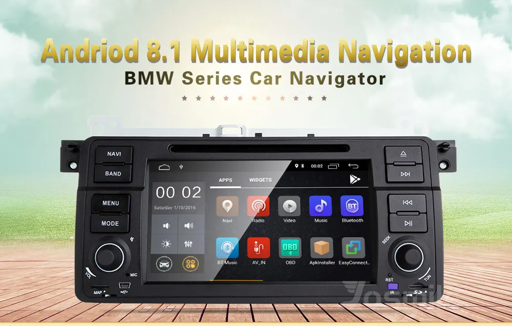 Josmile 1 Din Android 8,1 Автомобильный DVD плеер для BMW E46 M3 Rover 75 Coupe 318/320/325/330/335 gps навигации 1998-2006 4G