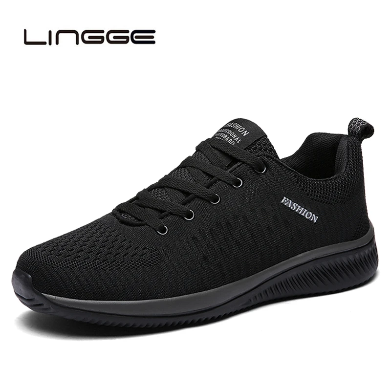 LINGGE/новая сетка Для мужчин повседневная обувь на шнуровке легкая мужская обувь удобная дышащая прогулочная теннисные кроссовки Feminino Zapatos