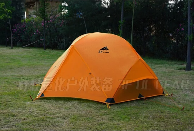 Cheap 3F 15D 3season silicon coated anti-rain anti-wind ultra light Professional  2persons 3seasons camping tent in top quality