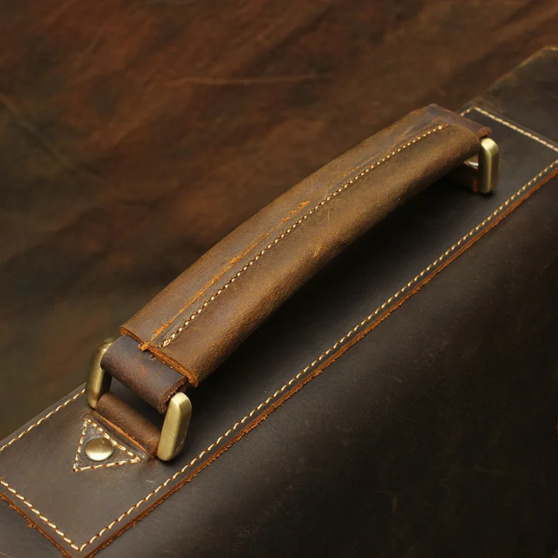 Nesitu Винтаж A4 коричневый натуральная Crazy Horse кожа офис 14 ''ноутбук мужской портфель бизнес сумка M1052