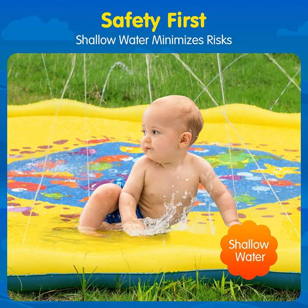 price cut 170cm Summer Outdoor Inflatable Kids Water Splash Play Mat Summer Garden Gaming Sprinklers Cushion