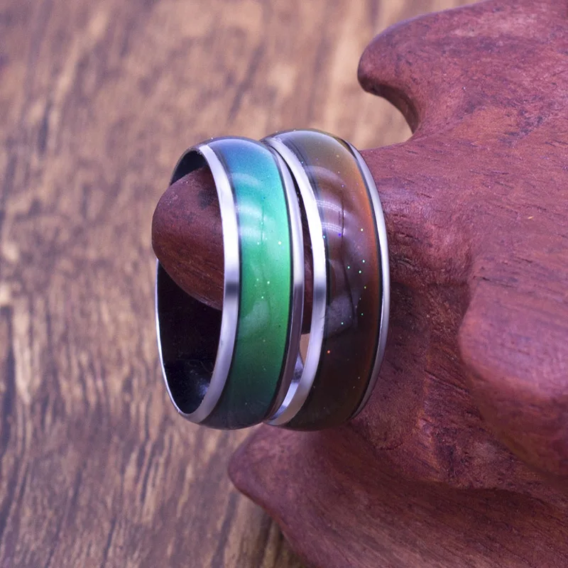

Changing Color Mood Rings Feeling / Emotion Temperature Ring Wide 6mm Smart Jewelry Factory direct sale