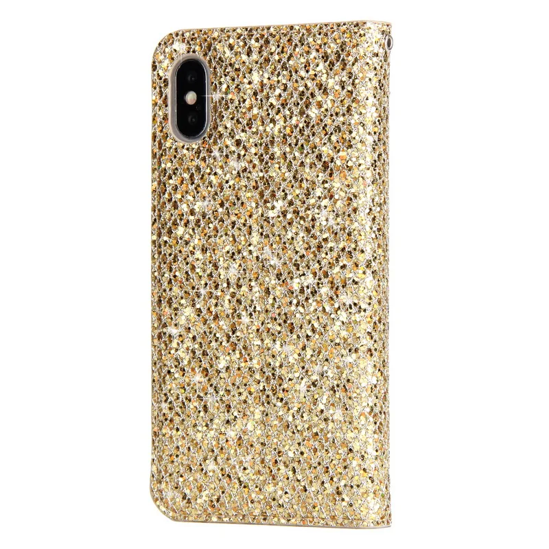 Магнитный Блестящий флип-кошелек, чехол для телефона для iPhone X, 7, 7 Plus, 8, 8 Plus, 6, 6 plus, 6 S, s Plus, кожаный держатель для карт, полный Чехол