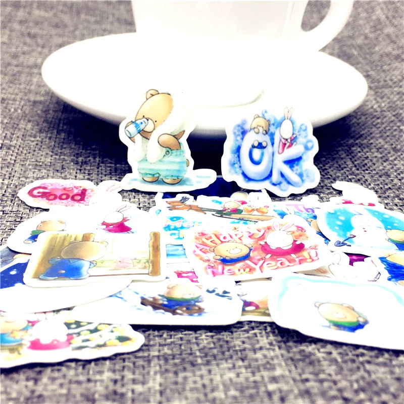 

40 pcs Self-made Cartoon bear Scrapbooking Stickers Decorative Sticker DIY Craft Photo Book pencil box Albums Decals Diary