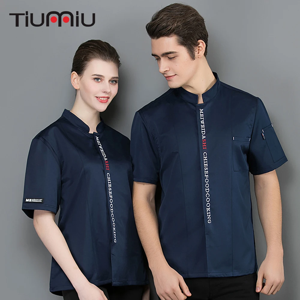 

Men Women Summer Short Sleeve Chef Uniform Breathable Mesh Shirt Waiter Restaurant Kitchen Hotel Jacket Work Clothes M-4XL