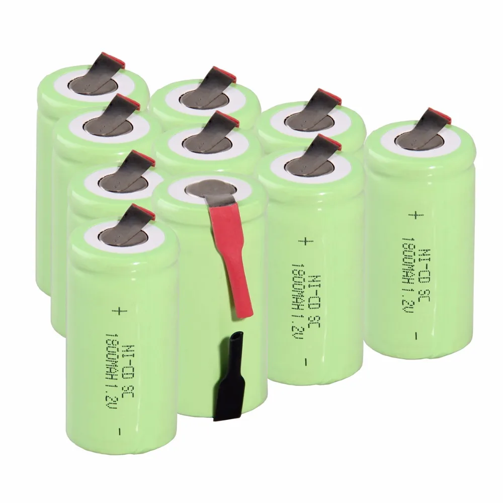10 шт. SC 1800mah 1 2 v батарея NICD аккумуляторная электрическая отвертка 4 25 см *
