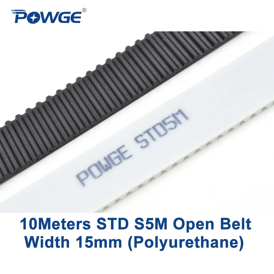 

POWGE 10Meters Arc PU STD STS S5M Open Timing belt S5M-15mm Width 15mm Polyurethane steel 15STD5M Synchronous pulley CNC