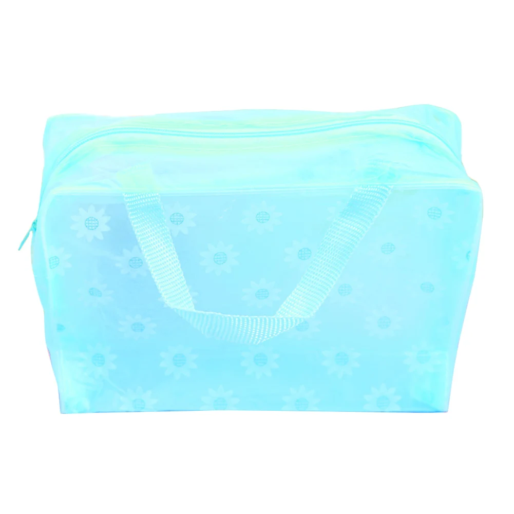 Fashion Toiletry Pouch Storage Bag Waterproof Floral Print Transparent Travel 