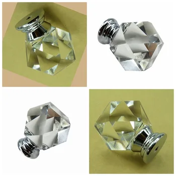 

10PCS 27MM Transparent Diamond Door Knobs Crystal Glass Cupboard Drawer Pull Kitchen Cabinet Door Wardrobe Handles Hardware