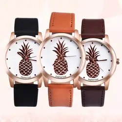 Милые забавные женские часы модный бренд ананас искуственная кожа аналоговые из сплава женские кварцевые часы платье часы Reloj Mujer