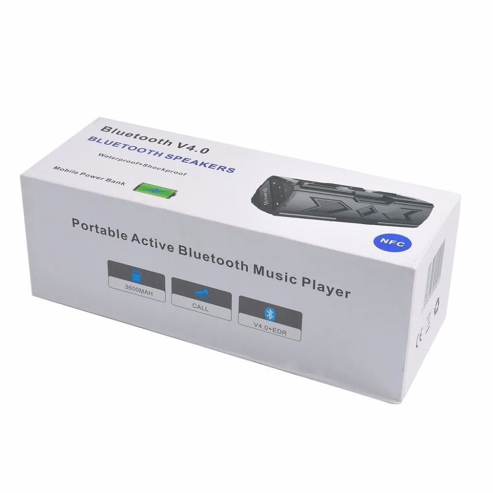 Водонепроницаемый Bluetooth NFC динамик 1800 мАч Внешний аккумулятор беспроводной
